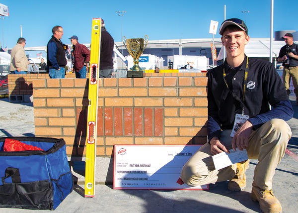 Chaz Tomberlin, 2016 Masonry Skills Challenge First Year winner.