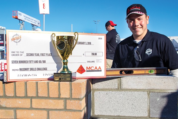 Heath Maclean, 2016 Masonry Skills Challenge Second Year winner.