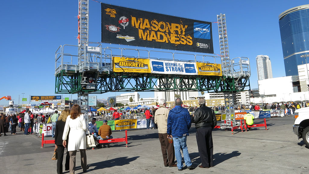 Spectators walk into the MASONRY MADNESS® area of the Gold Lot to watch the 2016 competitions.