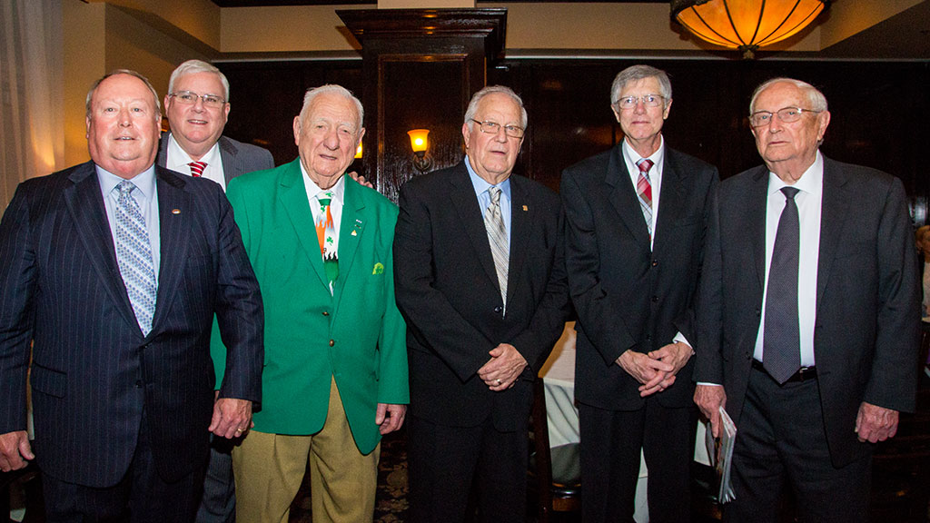 At World of Concrete 2017, new faces will join these 2016 Masonry Hall of Fame inductees (left to right): Robert V. “Buddie” Barnes Jr., J. Gregg Borchelt, Richard Matthews, Harry E. McGraw, Ryan M. O’Brien and John J. Smith Sr.