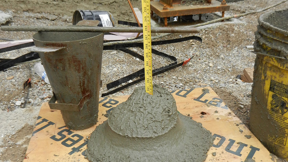 A Slump Test Measurement shows only about a seven-inch slump.