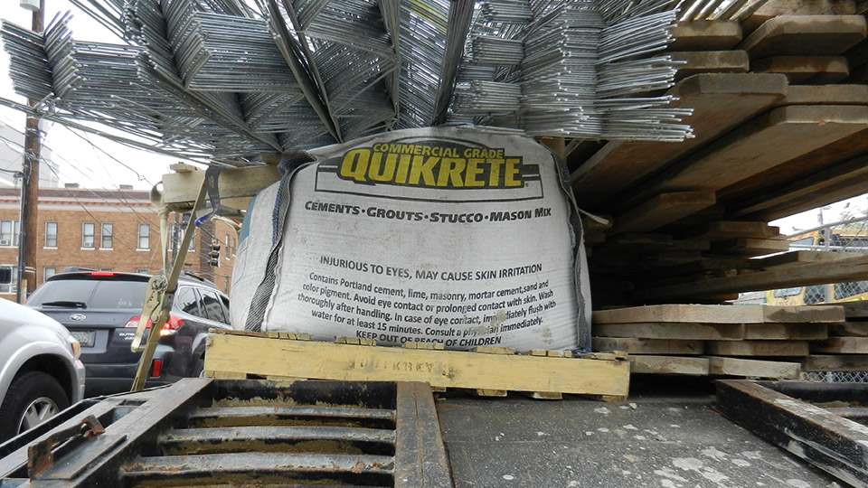Shown is a bulk bag of masonry grout.