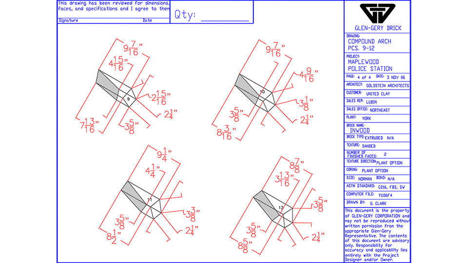 Image I: Glen Gery arch brick shop drawings