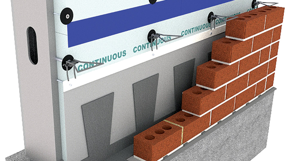 Air barrier sealing washers and screws, thermally efficient veneer anchors, and panelized flashing that incorporate drainage, ventilation, termination bar, and drip edge complete this fully accessorized and continuously insulated wall system.
