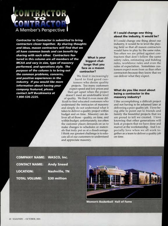 Masonry Magazine October 2001 Page. 12